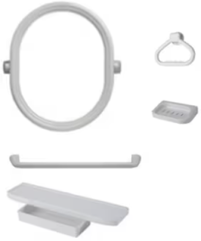 MS 011 ชุดกระจก 5 ชิ้น ทรงรี (กระจก+หิ้ง+ราวแขวนผ้า+ห่วงแขวนผ้า+ที่วางสบู่)