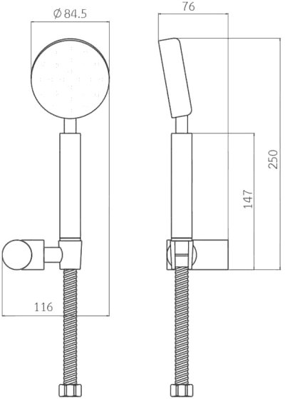 WS-8134PSR ฝักบัวอาบน้ำสแตนเลส แบบสปา 3 นิ้ว พร้อมสายสแตนเลสยาว 1.50 ม. และขายึด