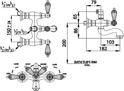 CT256C17ST ก๊อกผสมอ่างอาบน้ำ รุ่น CLASSIC CRYSTAL