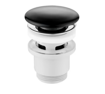 KA-08-251-55 สะดืออ่างล้างหน้าแบบกด (ไม่มีรูน้ำล้น) ฝาปิดเซรามิคสีดำ