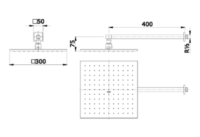 TX488SI#PFG ฝักบัวก้านแข็ง (ชนิดติดผนัง) 300 x 300 มม.
