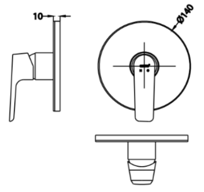 CT2343A วาล์วผสมเปิด-ปิดน้ำชนิดฝังผนัง รุ่น STELLA ( CHROME )