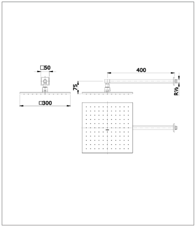 TX488SI ฝักบัวก้านแข็ง (ชนิดติดผนัง) 300 x 300 มม.