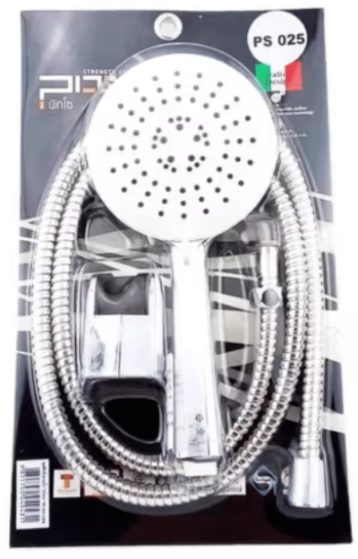 PS025 ชุดฝักบัวอาบน้ำแบบสายอ่อน สีโครเมียม