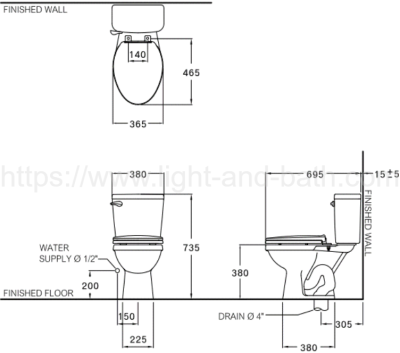 C13970 สุขภัณฑ์ แบบสองชิ้น 6 ลิตร รุ่น WINNIE