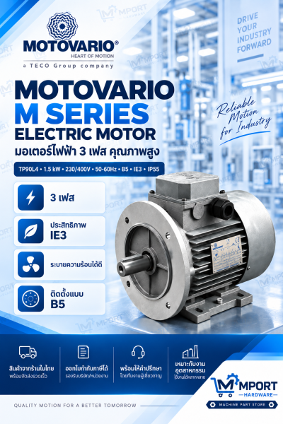 มอเตอร์ไฟฟ้า 3 เฟส MOTOVARIO M Series รุ่น TP90L4 1.5kW 230/400V 50Hz B5 IE3 IP55