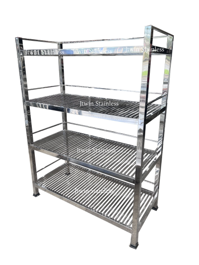 ชั้นวางสแตนเลส 4 ชั้น ซี่ (ขาเหลี่ยม)