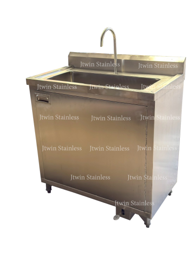 เคาน์เตอร์สแตนเลส 1 หลุมยาว (เท้าเหยียบ) **หนา 2 มิล