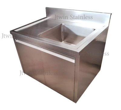 ซิ้งค์สแตนเลส 1 หลุม พร้อมที่พักพร้อมตู้