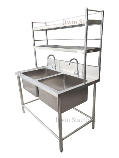 ซิ้งค์สแตนเลส 2 หลุม พร้อมชั้นลอย 2 ชั้น