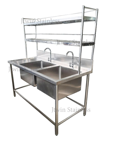 ซิ้งค์สแตนเลส 2 หลุม พร้อมที่พัก+ชั้นลอย 2 ชั้น