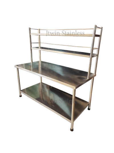 โต๊ะเตรียมอาหาร 2 ชั้น + ชั้นลอย 2 ชั้น