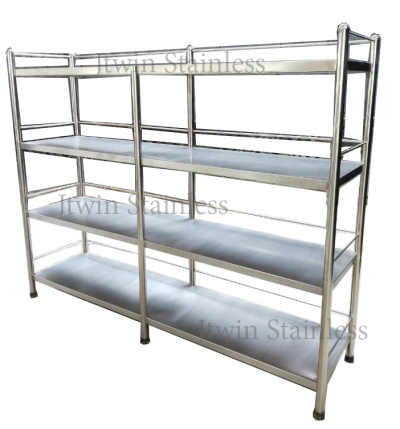ชั้นวางสแตนเลส 4 ชั้น ทึบ + กันตก