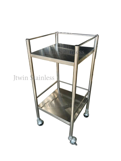 ชั้นวางสแตนเลส 2 ชั้น มีล้อ