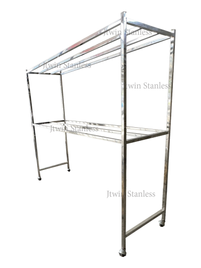 ราวตากผ้าสนามสแตนเลส (ท่อเหลี่ยม) เชื่อมติด