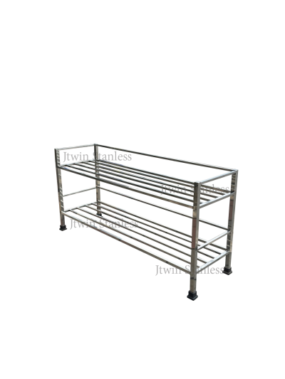 ชั้้นวางรองเท้าสแตนเลส 2 ชั้น (เหลี่ยม)