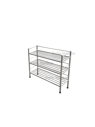 ชั้นวางรองเท้าสแตนเลส 3 ชั้น (ท่อกลม)