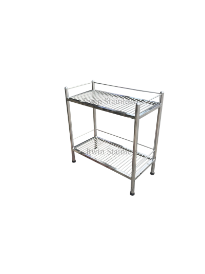 ชั้นวางสแตนเลส อเนกประสงค์ 2 ชั้น ซี่กลม