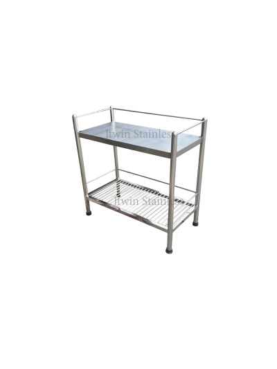 ชั้นวางสแตนเลส อเนกประสงค์ 2 ชั้น ทึบ 1 ชั้น ซี่ 1ชั้น