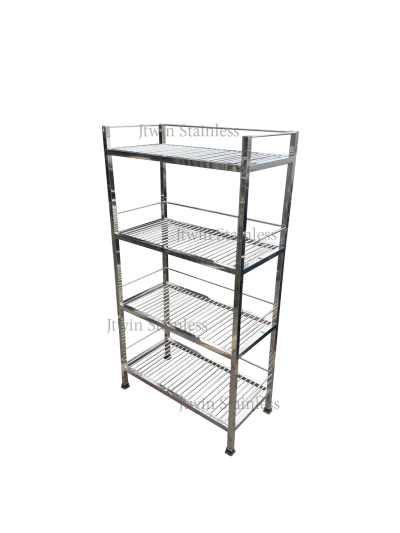 ชั้นวางสแตนเลส อเนกประสงค์ 4 ชั้นซ๊่ เหลี่ยม