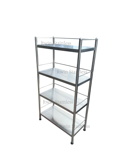 ชั้นวางสแตนเลส อเนกประสงค์ 4 ชั้นทึบ ท่อกลม