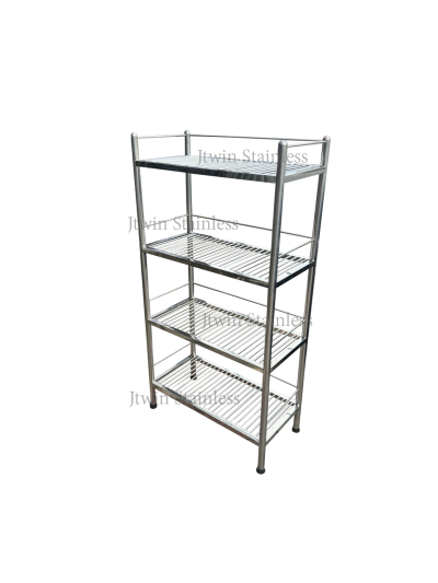 ชั้นวางสแตนเลส อเนกประสงค์ 4 ชั้นซี่ กลม