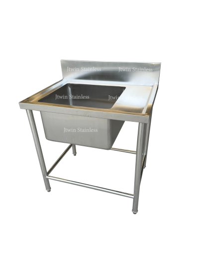 ซิ้งค์สแตนเลส 1 หลุม + พักขวา