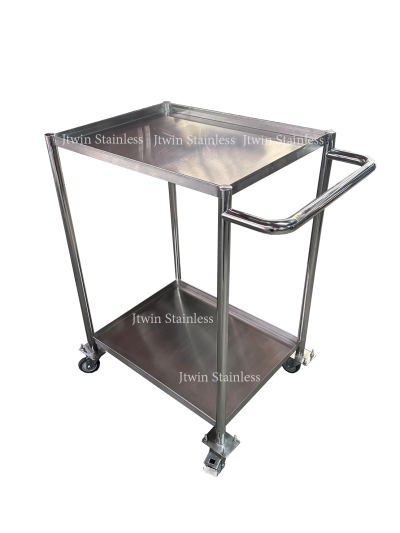 รถเข็นสแตนเลสถาดหงาย  2  ชั้น