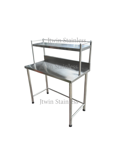 โต๊ะเตรียมสแตนเลส 1 ชั้น พร้อมชั้นลอย 1 ชั้น