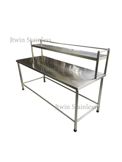 โต๊ะเตรียมสแตนเลส 1 ชั้น พร้อมชั้นลอย 1 ชั้น