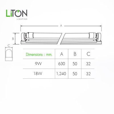 LiTON ชุดเซ็ท LED T8เปิดฝารางได้ รุ่น BLADE-S ขนาด 9 วัตต์ และ 18 วัตต์ แสงเดย์ไลท์