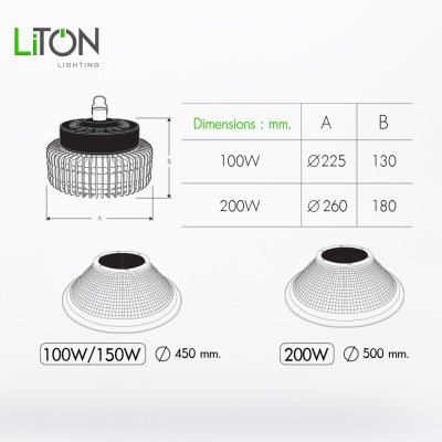 LiTON โคมไฟไฮเบย์รีเฟลคฯ LED SMD รุ่น HORNET 100 วัตต์ และ 200 วัตต์
