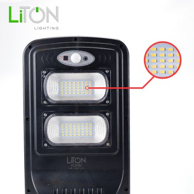 LiTON ชุดโคมถนนโซล่า LED SMD KOMBI พร้อมเซนเซอร์ สีดำ Daylight (แสงขาว) และ Warmwhite (แสงส้ม)