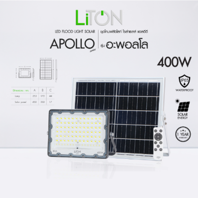 LED Flood Light Solar Cell APOLLO Daylight (แสงขาว)