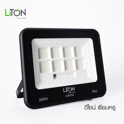 LiTON ชุดโคมฟลัดไลท์โซล่าLED รุ่น CORONA 200W,400W,600W สีดำ แสงขาว (DAYLIGHT)