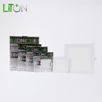 LED Downlight Panel มีขอบ สีขาว รุ่น DLUX หน้าเหลี่ยม Daylight (แสงขาว) และ Warmwhite (แสงส้ม)