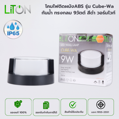 LED Wall Mount ABS รุ่น Cube-Wa ทรงกลม สีดำ Warmwhite (แสงส้ม)