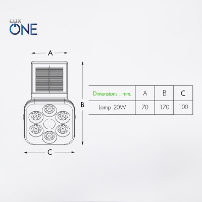 โคมไฟติดผนังโซล่า ABS รุ่น Micro พร้อมเซนเซอร์ 15 วัตต์สีดำ เดย์ไลท์