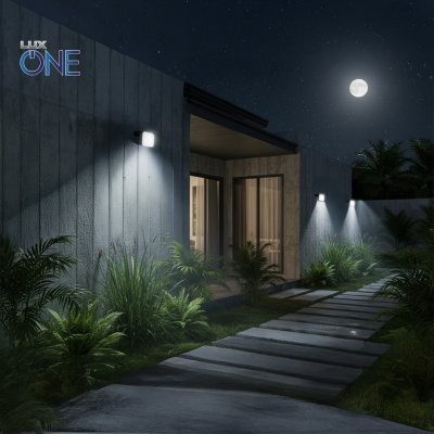 โคมไฟติดผนังโซล่า ABS รุ่น Micro พร้อมเซนเซอร์ 15 วัตต์สีดำ เดย์ไลท์