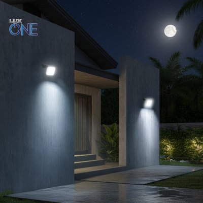 โคมไฟติดผนังโซล่า ABS รุ่น Micro พร้อมเซนเซอร์ 15 วัตต์สีดำ เดย์ไลท์