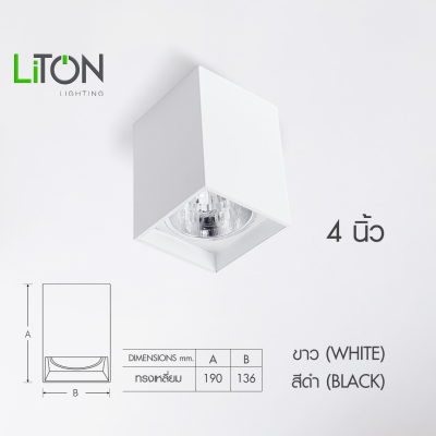 LiTON โคมไฟเปล่าติดลอย รุ่น RETRO ขั้ว E27 ขนาด 4 นิ้ว ทรงกลม/เหลี่ยม