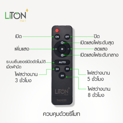 ชุดโคมถนนโซล่า LED SMD รุ่น THUNDER พร้อมขาจับโคม 200และ400วัตต์ สีดำ แสงขาว (DAYLIGHT)
