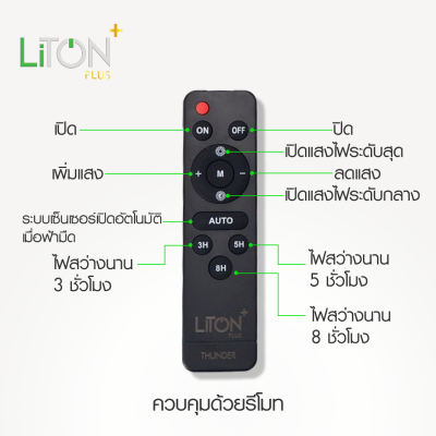 ชุดโคมถนนโซล่า LED SMD รุ่น THUNDER พร้อมขาจับโคม 400วัตต์ สีดำ แสงขาว (DAYLIGHT)