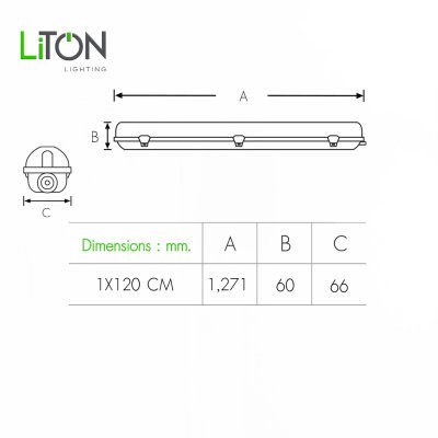 โคมกันน้ำกันฝุ่น สำหรับหลอด LED T8 รุ่น  Eco-Proo Twist Lock STC สีเทา  T8  1x120 cm.