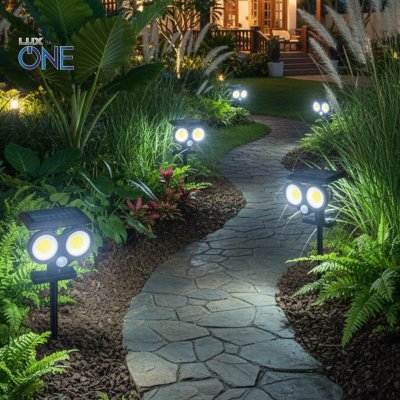 โคมไฟสนามโซล่าABS รุ่น Wall-E พร้อมเซนเซอร์ 20วัตต์สีดำ เดย์ไลท์