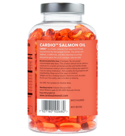 HBC Cardio Salmon Oil น้ำมันปลาแซลมอนธรรมชาติ 100% จากนอร์เวย์ (180 Softgels)