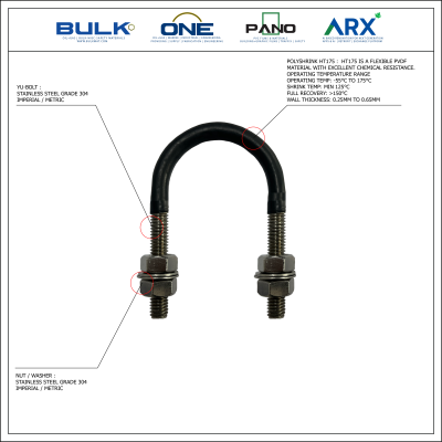 U-Bolt c/w 4 Hex Nut & 4 Flat Washers [SS304]