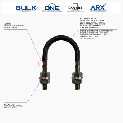 U-Bolt c/w 4 Hex Nut & 4 Flat Washers [SS316]