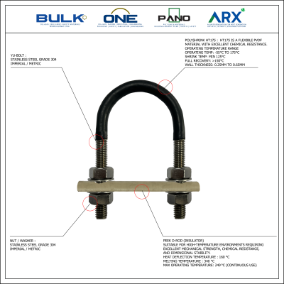 U-Bolt c/w 4 Hex Nut & 4 Flat Washers [SS304]