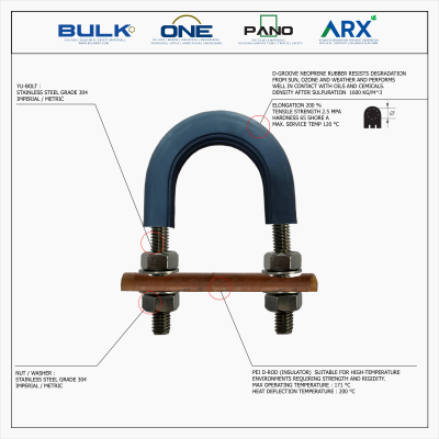 U-Bolt c/w 4 Hex Nut & 4 Flat Washers [SS304] With D-Groove